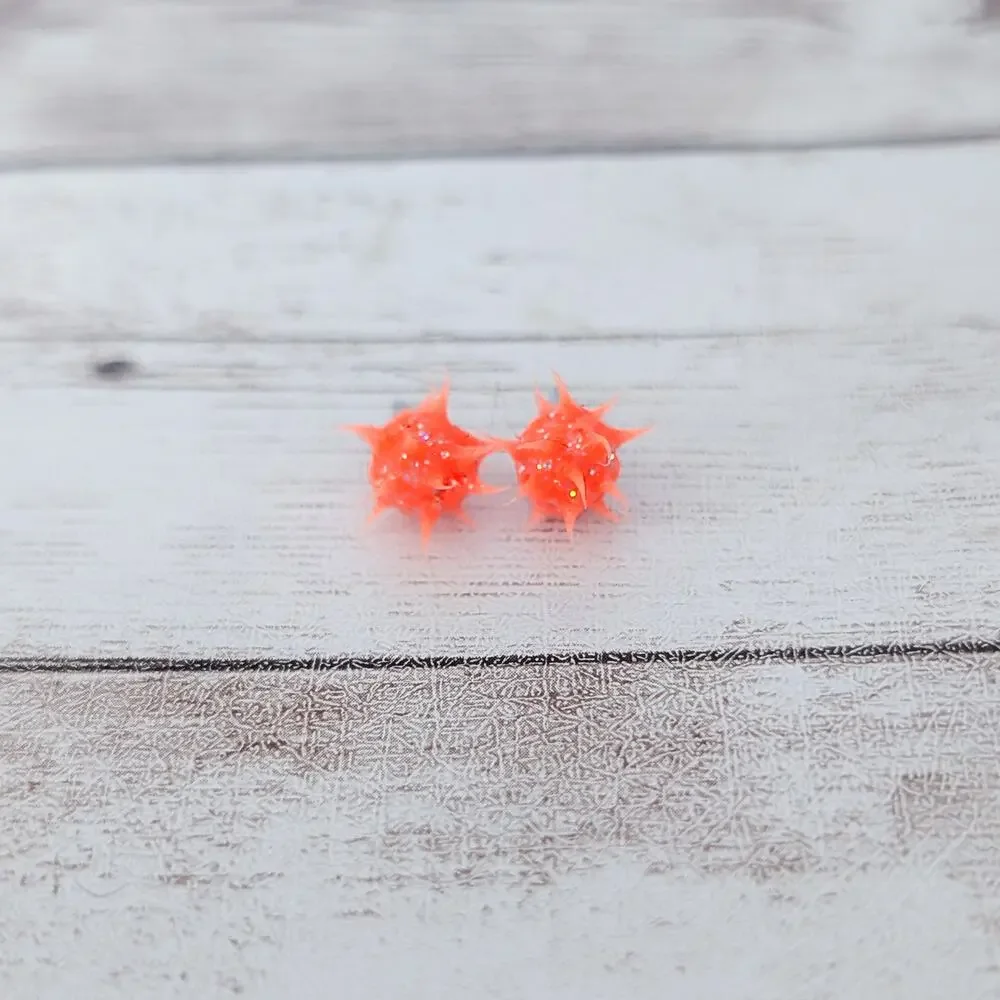Retro Punk Stud Earrings Bright Orange - Small